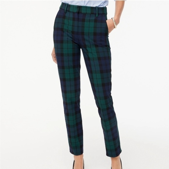 J. Crew Tartan Trousers in Navy and Emerald - Picture 1 of 10